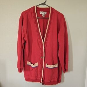 Vintage Lavon Red Cardigan Size Large
